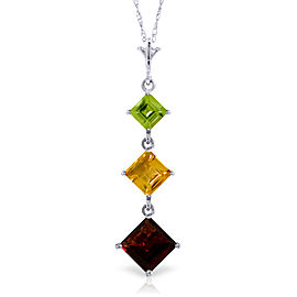 2.4 CTW 14K Solid White Gold Necklace Peridot, Citrine Garnet