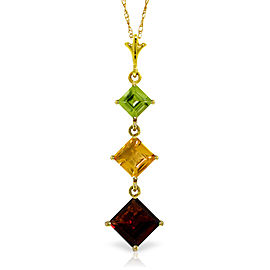 2.4 CTW 14K Solid Gold Necklace Peridot, Citrine Garnet