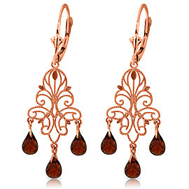 3.75 CTW 14K Solid Rose Gold Chandelier Earrings Natural Garnet