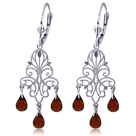 3.75 CTW 14K Solid White Gold Chandelier Earrings Natural Garnet