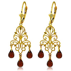 3.75 CTW 14K Solid Gold Chandelier Earrings Natural Garnet