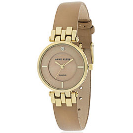 Anne Klein AK/2684DTST Gold Tone Stainless Steelx Leather Strap 38mm Womens Watch