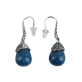 JOHN HARDY STERLING SILVER CLASSIC CHAIN BLUE QUARTZ TOPAZ EARRINGS