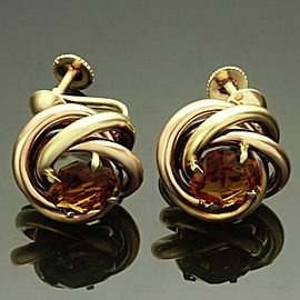 1950s CARTIER Love-Knot Citrine 14k Rose & Yellow Gold Earrings