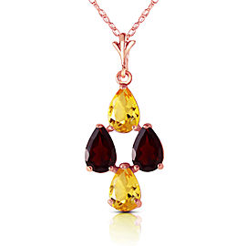 1.5 CTW 14K Solid Rose Gold Autumn Citrine Garnet Necklace