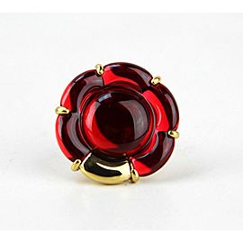 BACCARAT JEWELRY B FLOWER VERMEIL SILVER RED MIRROR LARGE RING SZ 6.5 (53)