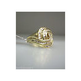 14K Yellow Gold Channel Set Baguette Diamond Free Form Ladies Ring Size 4.5