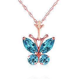 0.6 CTW 14K Solid Rose Gold Butterfly Necklace Blue Topaz