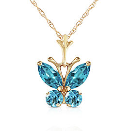 0.6 CTW 14K Solid Gold Butterfly Necklace Blue Topaz