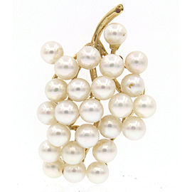 14k Yellow Gold Pearl Grape Bushel Brooch Pin