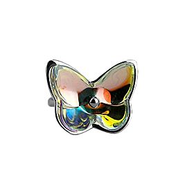 BACCARAT JEWELRY PAPILLON BUTTERFLY STERLING SILVER IRIDESCENT RING S 56-7.5 NEW