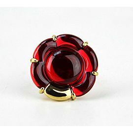 BACCARAT JEWELRY B FLOWER VERMEIL SILVER RED MIRROR LARGE RING SIZE 7 (55)