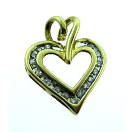 10K YELLOW GOLD DIAMOND HEART PENDANT CHARM NECKLACE LOVE