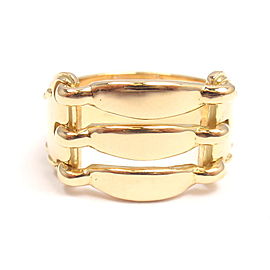 HERMES 18K YELLOW GOLD TIED AND STITCHED DESIGN BAND RING, SIZE 5.5