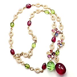 Bvlgari Bulgari Sapphire Flower Diamond Rubellite Peridot Necklace