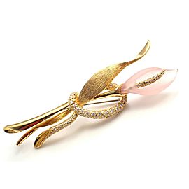 Henry Dunay 18k Yellow Gold Diamond Quartz Calla Lily Flower Brooch