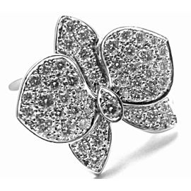 Cartier Caresse D'orchidées Orchid Flower 18k White Gold Diamond Ring