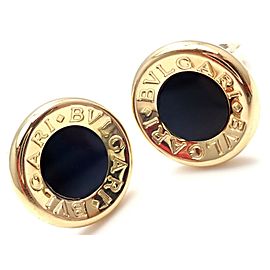 Authentic! Bulgari Bvlgari 18k Yellow Gold Black Onyx Cufflinks