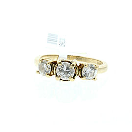 14K YELLOW GOLD .90ct 3 DIAMONDS LADIES RING SIZE 6.25