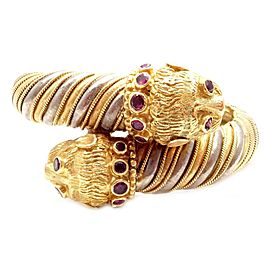 Ilias Lalaounis 18k Yellow White Gold Ruby Chimera Bangle Bracelet