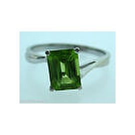 14K WHITE GOLD LADIES GREEN CITRINE STONE RING SIZE 8