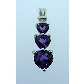 10K WHITE GOLD AMETHYST DIAMOND PENDANT NECKLACE CHARM