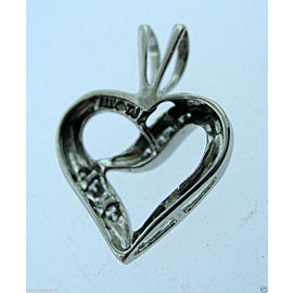 14K WHITE GOLD HEART DIAMOND PENDANT CHARM NECKLACE LOVE