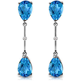 7.01 CTW 14K Solid White Gold Diamond Blue Topaz Dangling Earrings