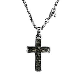 JOHN HARDY STERLING SILVER CLASSIC CHAIN SMOKY QUARTZ CROSS NECKLACE 26"