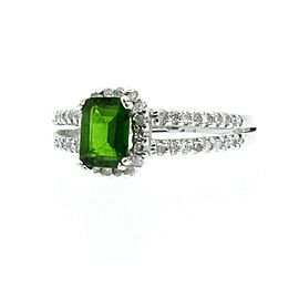 14k White gold Green Tourmaline & Diamond Ladies Ring 3.1 Grams Size 8