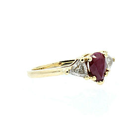 Fine Estate 14k Yellow gold Diamonds & Pear Ruby Ladies Ring 3.5 Grams Size 4.75