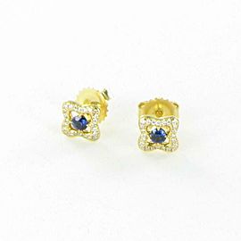 David Yurman Venetian Quatrefoil Earrings Blue Sapphires Diamond 18K Yellow Gold