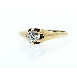 Vintage 14k Yellow Gold .33ct Diamond Solitaire Ladies Ring Size 7.25