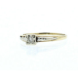 Vintage 14k Yellow White Gold .10ct Diamond Solitaire Ladies Ring Size 9