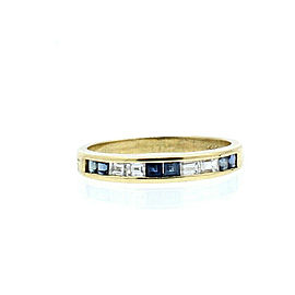 14k Yellow Gold Diamond Baguette Sapphire Ladies Ring Band Size 6.25