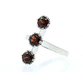 14k White Gold 3 Round Garnet Ladies Ring Size 7.5