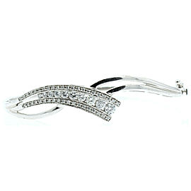 14k White Gold 1.4ct Round Cut Diamond Ladies Bangle Bracelet