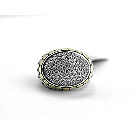 JOHN HARDY DOT DOME 18K GOLD ST. SILVER PAVE DIAMOND 1.09 TCW RING SZ 7 NEW 68R