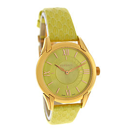 New Versace Dafne VFF05 0013 Gold Steel Lime Green Quartz 33MM Watch