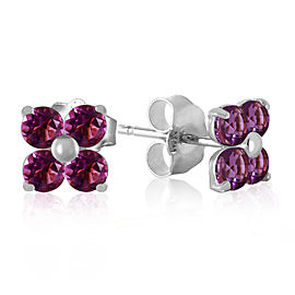 1.15 CTW 14K Solid White Gold Purple Splash Amethyst Earrings