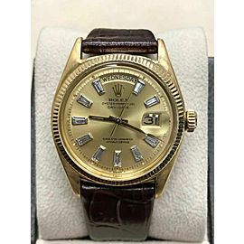 1947 Rare Vintage Rolex President Day Date 6611 Diamond Dial 18K Yellow Gold