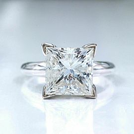 4.33 cts Princess Cut Diamond GSI2 Solitaire Diamond Engagement Ring Certificate