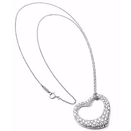 Tiffany & Co Peretti Platinum 3ct Diamond Large Open Heart Necklace