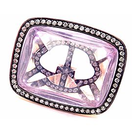 Hermes 18k Rose Gold Diamond Large Amethyst Ring