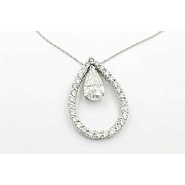 Pear Shape Diamond Pendant Necklace 14K White Gold 3.88 tcw