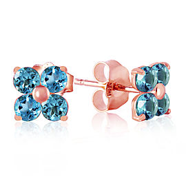 1.15 CTW 14K Solid Rose Gold Stud Earrings Blue Topaz