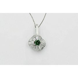 8.50 tcw Green Tourmaline & Baguette Diamond Ballerina Pendant in Platinum $20K