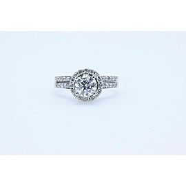 Tolkowsky Ideal Cut Round Diamond Engagement Ring & Band 14k White Gold 1.54 tcw