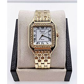 Gerard Petit Date 14K Yellow Gold Diamond Bezel Diamond Accented