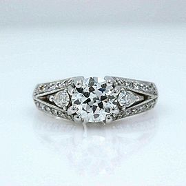 Old Cut Diamond Engagement Ring 1.30 tcw in 18k White Gold